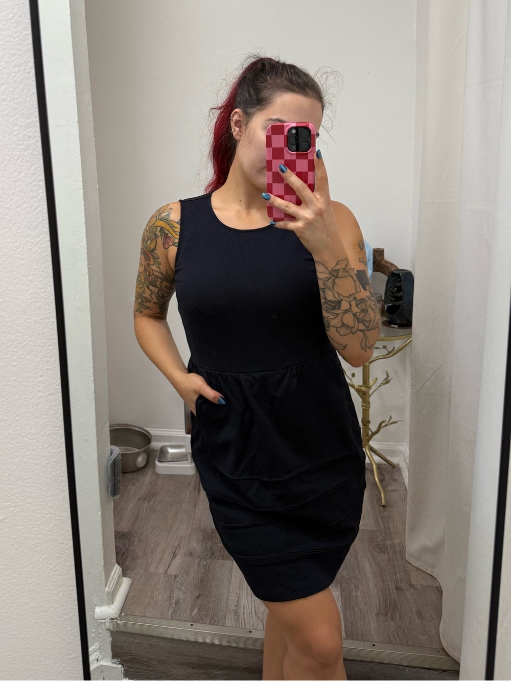 J. Crew Sleeveless Navy Blue Midi Dress with Subtle Banding